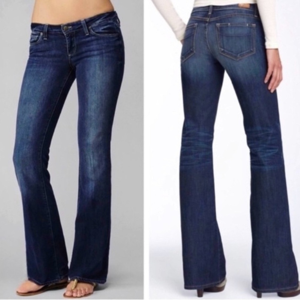 Paige Laurel Canyon Blue Denim Jeans Flare Boot Cut Low Rise Jeans (Modified)